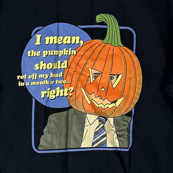 The Office NEW Halloween Sweatshirt Dwight Pumpkin Head Men's Small Black NWT - Picture 2 of 10